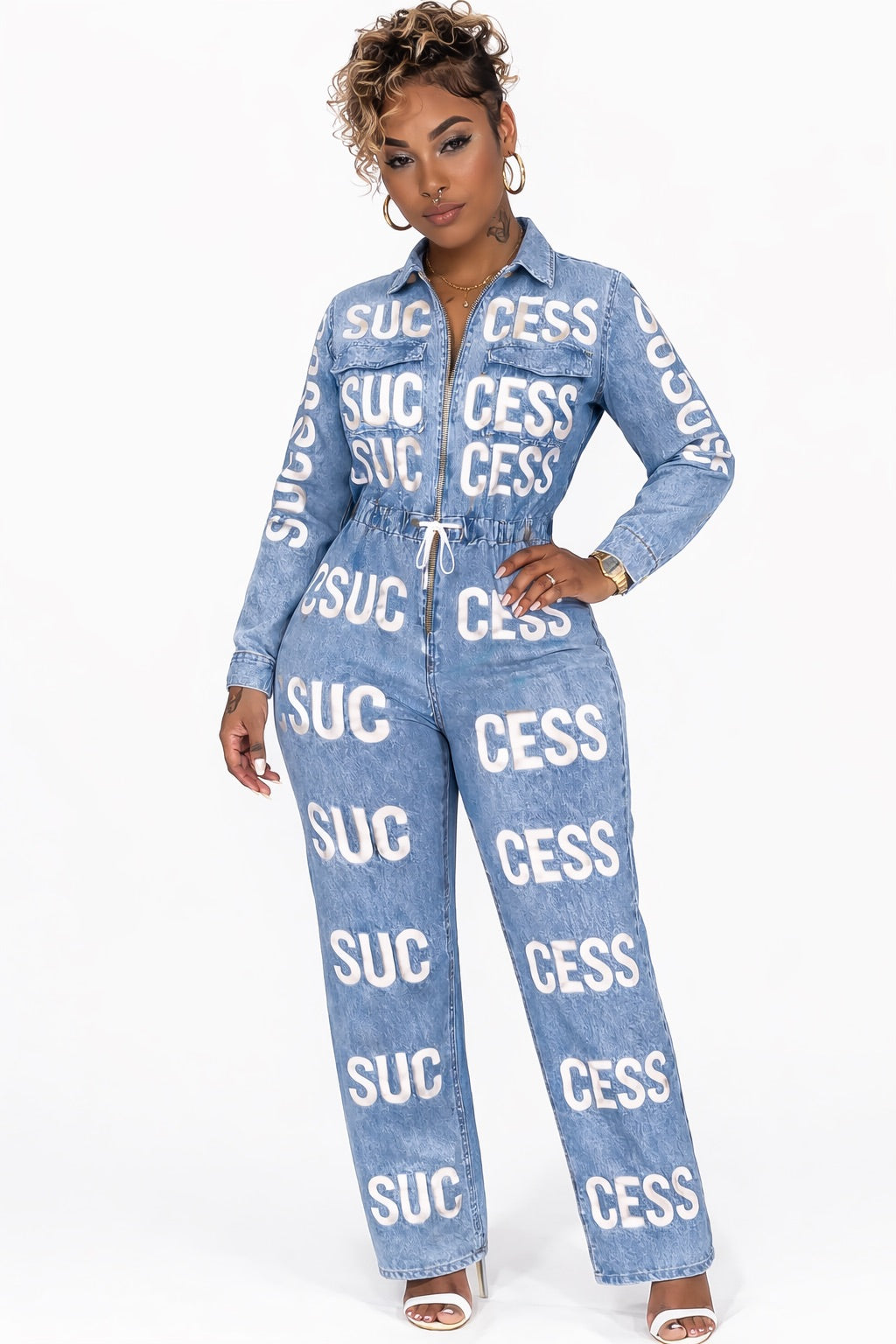 Success Statement Denim Jumpsuit